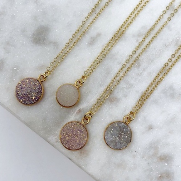 Simple Sanctuary Jewelry - Neutral Round Druzy Necklaces